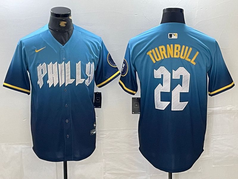 Men Philadelphia Phillies #22 Turnbull Blue City Edition Nike 2024 MLB Jersey style 1->->